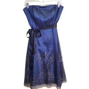 Adrianna Papell Boutique Blue Glitter Strapless Formal Dress Size 6